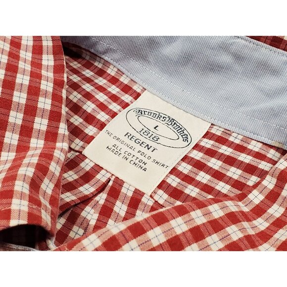 Brooks Brothers Regent Men's Large Red Plaid Long Sleeve Button Down Shirt - Picture 2 of 6